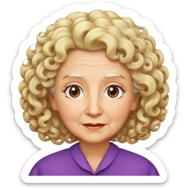 blond grandma curly hairr sticker