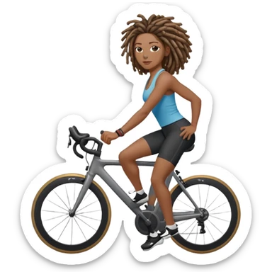 black woman with locs riding a peloton sticker