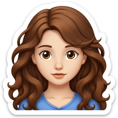 girl with long wavy brown hair and fair skin sticker