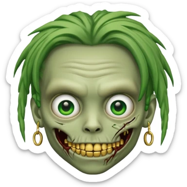 zombie boy emoji with dreads and gold grillz sticker