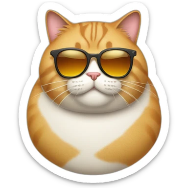 fat cat with sunglass sticker