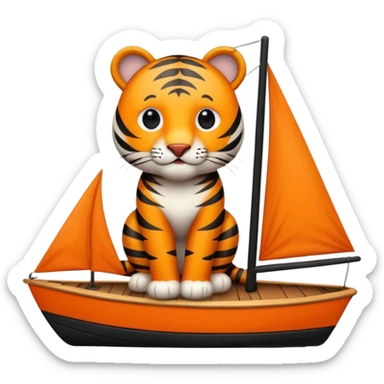 cute tiger on sailboat  sticker