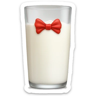 Glass of milk with a red bow wrapped the glass  sticker