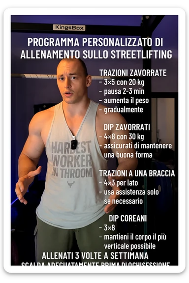Uomo che crea un programma personalizzato per un suo cliente, sullo streetlifting, tutto in italiano sticker