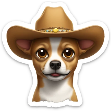 A chihuaua with a cowboy hat sticker