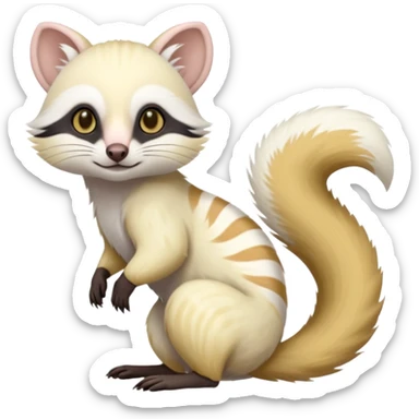 White albino pastel Civet-Numbat-Cacomistl-Tamarin-Tanuki-fusion-hybrid (full body) sticker