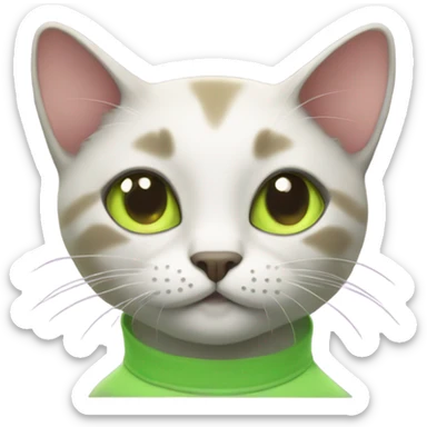Cat wearing a lime green shirt that says Brat  sticker