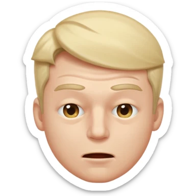 A male with squinting eyes but the mouth is blowing out sticker