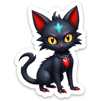 Vampiric feral futuristic gothic emo dark Litten-Noibat-Fakémon-hybrid-creature (full body) sticker