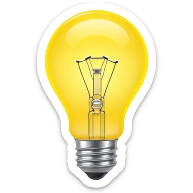 Generate a high-quality image of a glowing neon yellow light bulb, bright vibrant color, realistic glow effect, smooth gradient colors, no human figures, no facial features, no brand markings, simple dark background, high-resolution.
 sticker