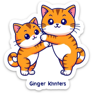 two ginger cats hugging, big eyes sticker