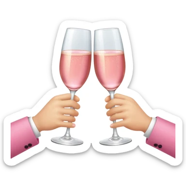 champagne glasses with pink champagne giving cheers with two hands sticker