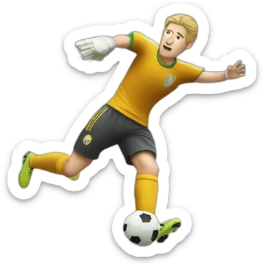 White European football player shooting in goal sticker