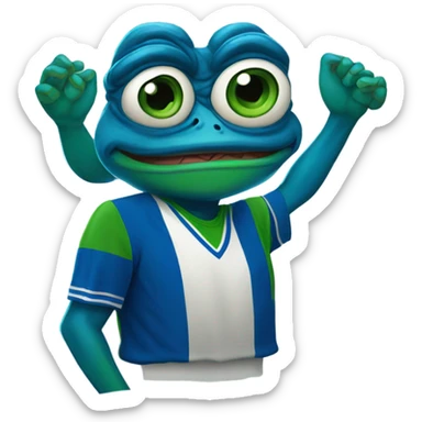 blue pepe frog in soccer jersey sticker