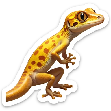 Cinematic Noble Gecko Portrait Emoji, Poised and sleek, with a compact, agile body adorned with textured, mottled scales and luminous, alert eyes accentuated by delicate toe pads and subtle patterning, Simplified yet sharp and sophisticated features, highly detailed, glowing with a soft, ambient jungle glow, high shine, intelligent and vigilant, stylized with an air of exotic elegance, focused and precise, soft glowing outline, capturing the essence of a watchful reptilian guardian that seems ready to scamper out of the screen with effortless agility! sticker