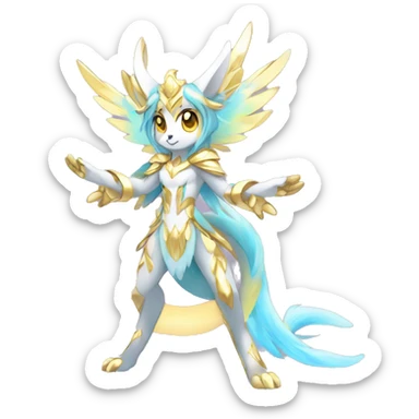 Anthro Sona Colorful Ethereal Godly Celestial Shiny Fakemon Full Body sticker