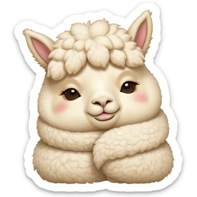 Meme-Worthy Cute Sleeping Cream Alpaca Portrait Emoji, Head resting peacefully with a contented smile, showcasing a delightfully robust build and a luxuriously soft cream fleece, eyes shut in a serene nap, Simplified yet hilariously adorable features, highly detailed, glowing with a soft, drowsy light, high shine, relaxed and utterly lovable, stylized with an air of playful laziness, bright and heartwarming, soft glowing outline, capturing the essence of a comically sleepy alpaca, so meme-worthy it feels like it could instantly become the next viral sensation of adorable slumber! sticker