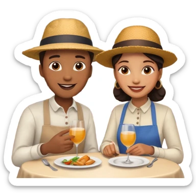 conversación dentro de un restaurant  dos personas sticker