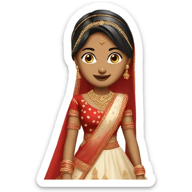 Wedding bride in indian lehenga with red top face color cream sticker