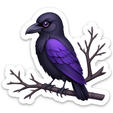 black raven with purple eyes sticker