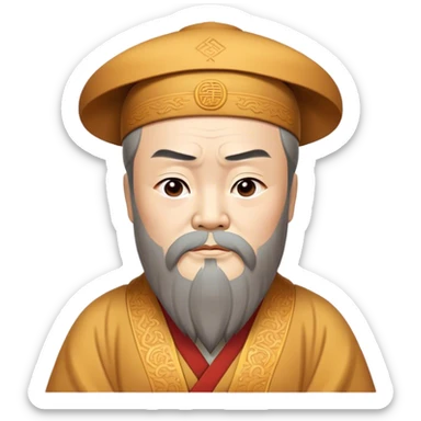 Cinematic Realistic Confucius Portrait Emoji, depicted as a wise ancient philosopher in traditional robes with a serene, contemplative expression, rendered with soft timeless textures and harmonious natural lighting that captures his enduring wisdom. sticker