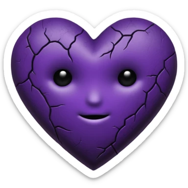 very dark emo heart, black and deep purple colors, grunge texture sticker
