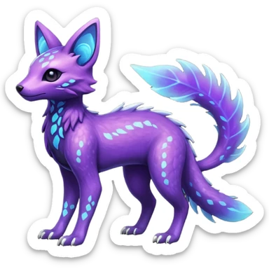Rare realistic purple indigo violet nebulae shiny sparkly dark-neon glowing bioluminescent edgy badass epic pretty beautiful handsome gorgeous aesthetic colorful vibrant Vernid-Trico-species-Fakemon-creature by LiLaiRa, 4 legs, 1 tail, random markings, (full body) sticker