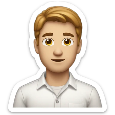 White Man standing with brown hair and white shirt sticker