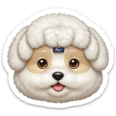 bichon frise face with round head sticker