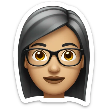 Hispanic white woman with short straight black hair and glasses  sticker