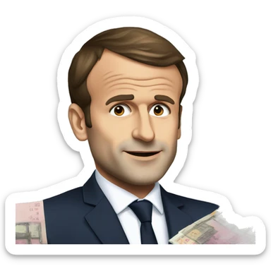 Emmanuel Macron qui pleure énormément devant ses billets de trains qu'il arrive pas à réserver  sticker