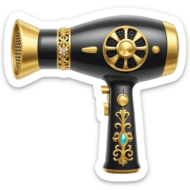 black blow dryer covered in jewelry sticker