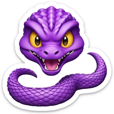  i want a animated emoji with the text "'Lil Viper Mad" with an angry but cute little purple viper spitting sticker