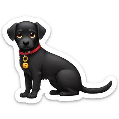 Perrito negro con moño rojo sticker