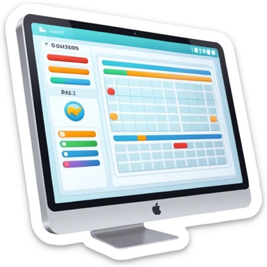 Create an emoji for UX/UI design. Show a computer screen displaying a user interface with buttons, sliders, and a design grid. Include elements like a cursor or design tool to symbolize the design process. Use modern, professional colors. Make the background transparent. sticker