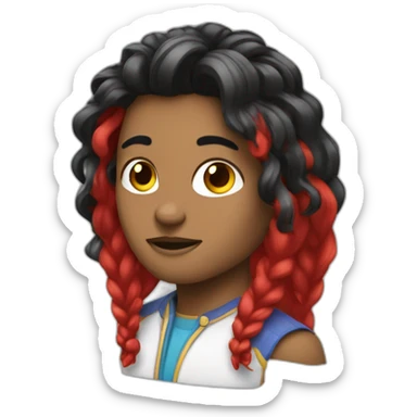 Unachica con el pelo rojo con  un caballo negro  sticker