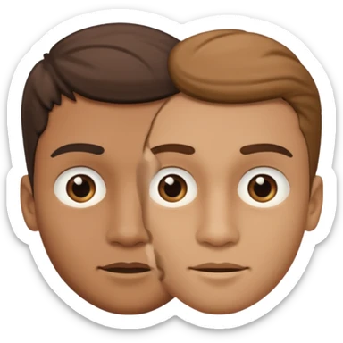 Un niño con forma de cara un poco estirada piel un poco morena y hombre y hombre sticker