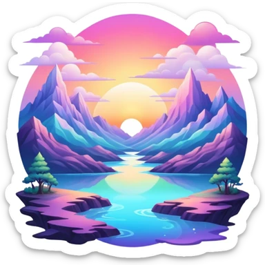 Epic divine legendary complex detailed iridescent gradients aesthetic-scenery sticker