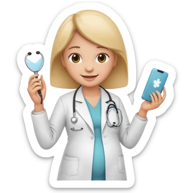 emoji obstetric doctor, pregnant care, stethoscope sticker