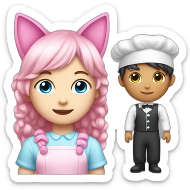 Boy with a pink boy cat ears and a maid dress sticker