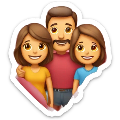 Heart and mom and dad and kids sticker