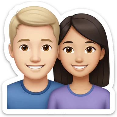 Asian girl and white guy married couple sticker