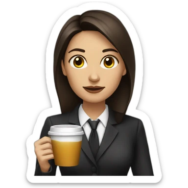 Brunette lawyer with honey eyes having a coffee”. sticker