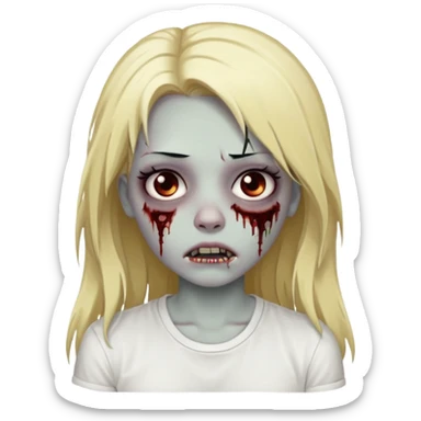 zombie girl with emo long hair blonde and white shirt emoji sticker
