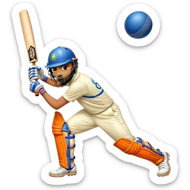 Cinematic Realistic Cricket Pop Culture Emoji, depicted with a dynamic, action‚Äêpacked scene capturing the spirit of India's beloved sport rendered with vibrant textures and energetic lighting. sticker