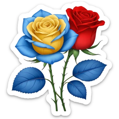 One Yellow 🌹 and one blue flower 🌹 on with red band  sticker