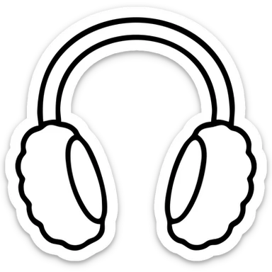 white winter ear muffs, detailed illustration sticker