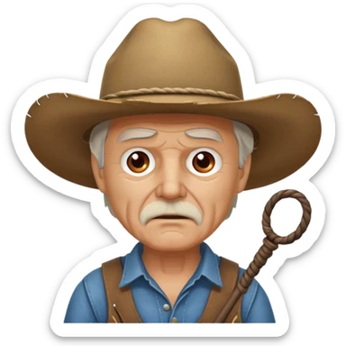 Give this emoji 🤠 a whip make it an old white guy with a whip make him mad  sticker