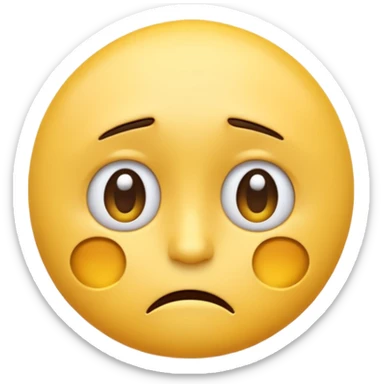 3D illustration of an emoji with a dejected or worried facial expression. sticker