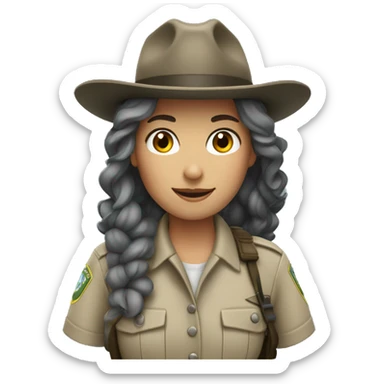 park ranger white girl dark gray hair sticker